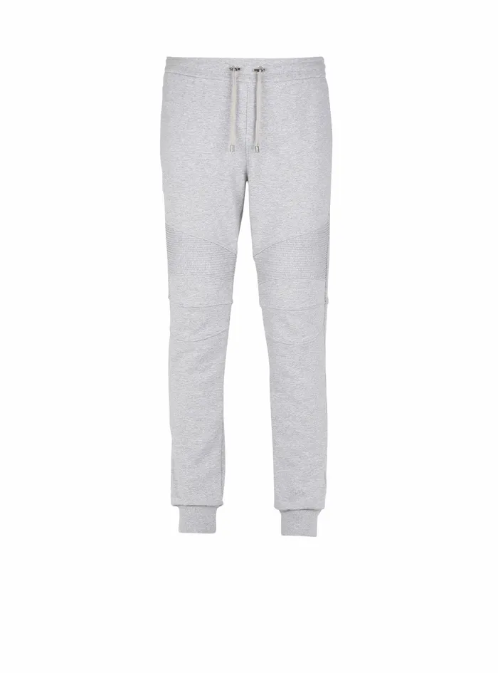 Balmain Trousers And Shorts Mens EcoDesigned Cotton Sweatpants With Flocked Balmain Paris Logo Grey Balmain Trousers And Shorts Mens EcoDesigned Cotton Sweatpants With Flocked Balmain Paris Logo Grey