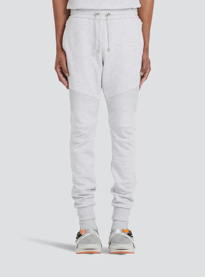 Balmain Trousers And Shorts Mens EcoDesigned Cotton Sweatpants With Flocked Balmain Paris Logo Grey Balmain Trousers And Shorts Mens EcoDesigned Cotton Sweatpants With Flocked Balmain Paris Logo Grey