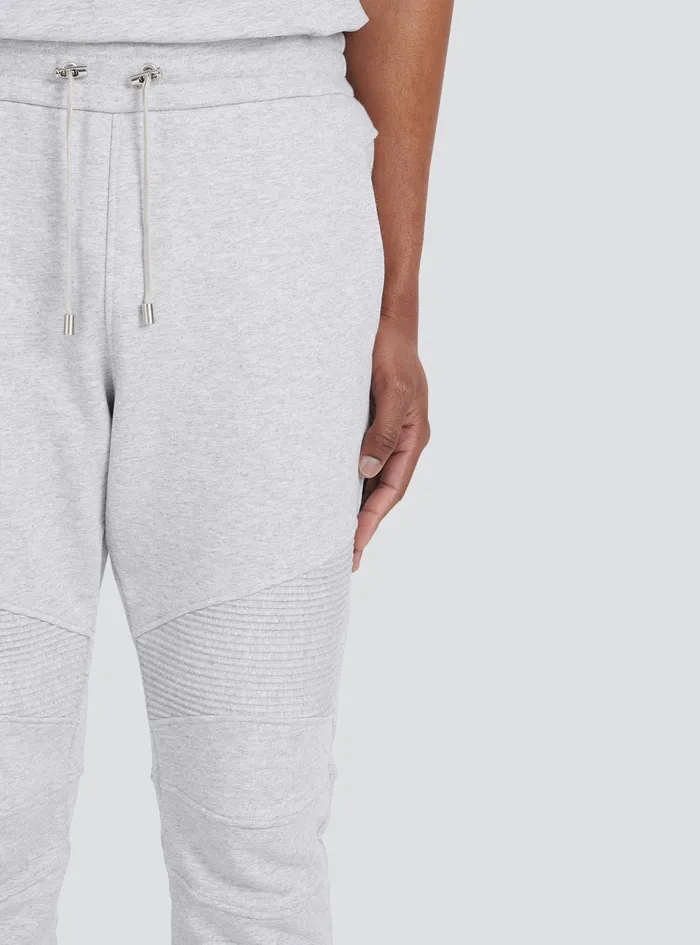 Balmain Trousers And Shorts Mens EcoDesigned Cotton Sweatpants With Flocked Balmain Paris Logo Grey Balmain Trousers And Shorts Mens EcoDesigned Cotton Sweatpants With Flocked Balmain Paris Logo Grey