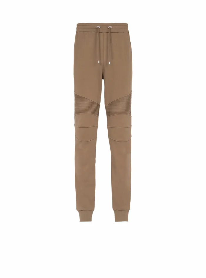Balmain Trousers And Shorts Mens EcoDesigned Cotton Sweatpants With Flocked White Balmain Logo Brown Balmain Trousers And Shorts Mens EcoDesigned Cotton Sweatpants With Flocked White Balmain Logo Brown