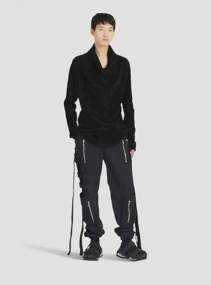 Balmain Trousers And Shorts Mens Nylon Cargo Pants Black Balmain Trousers And Shorts Mens Nylon Cargo Pants Black