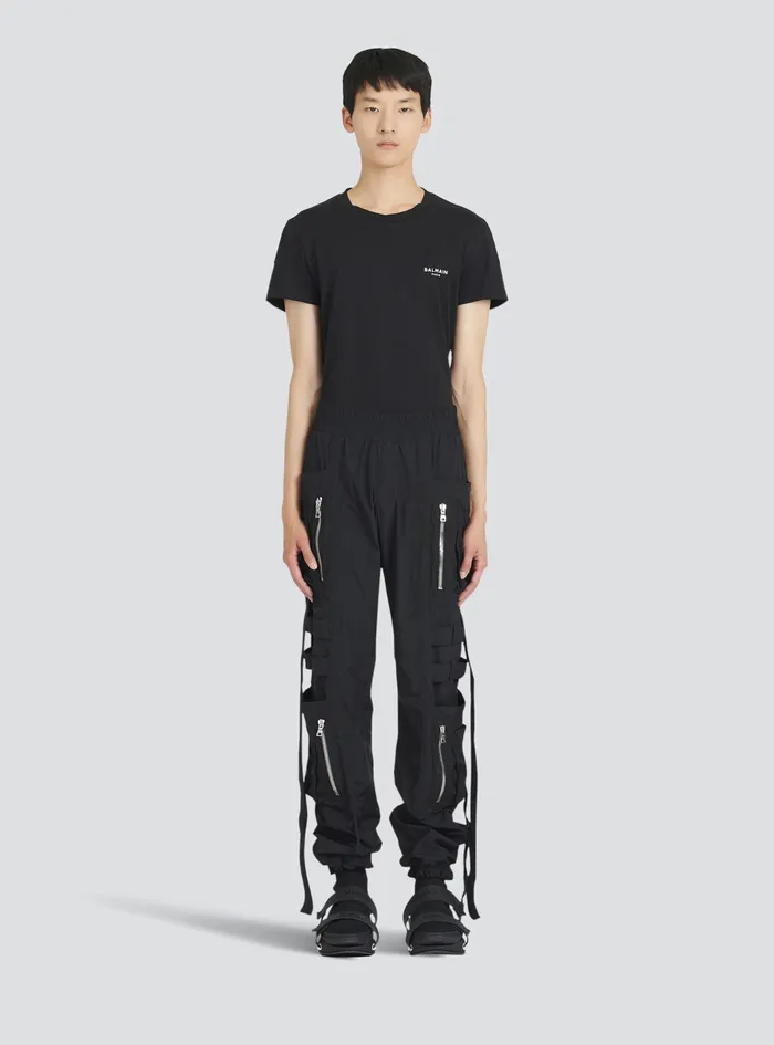 Balmain Trousers And Shorts Mens Nylon Cargo Pants Black Balmain Trousers And Shorts Mens Nylon Cargo Pants Black