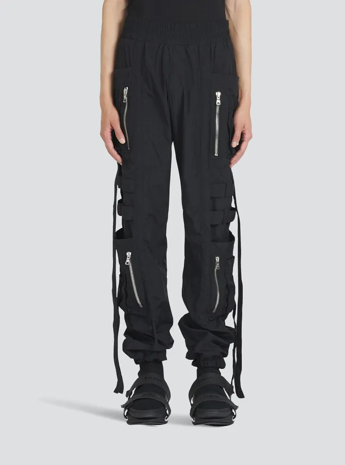 Balmain Trousers And Shorts Mens Nylon Cargo Pants Black Balmain Trousers And Shorts Mens Nylon Cargo Pants Black