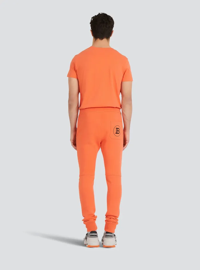 Balmain Trousers And Shorts Mens Orange Cotton Sweatpants With Balmain Paris Logo Print Orange Balmain Trousers And Shorts Mens Orange Cotton Sweatpants With Balmain Paris Logo Print Orange