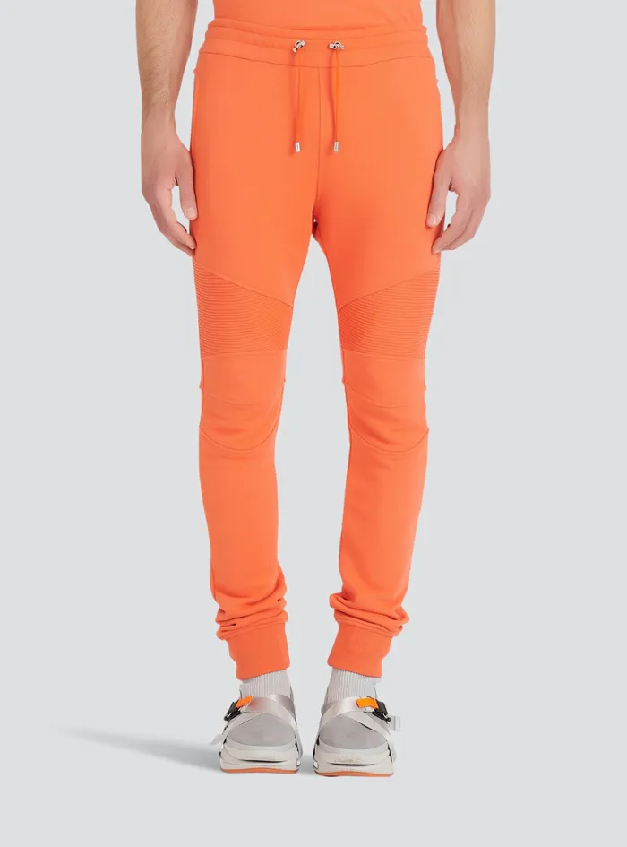 Balmain Trousers And Shorts Mens Orange Cotton Sweatpants With Balmain Paris Logo Print Orange Balmain Trousers And Shorts Mens Orange Cotton Sweatpants With Balmain Paris Logo Print Orange