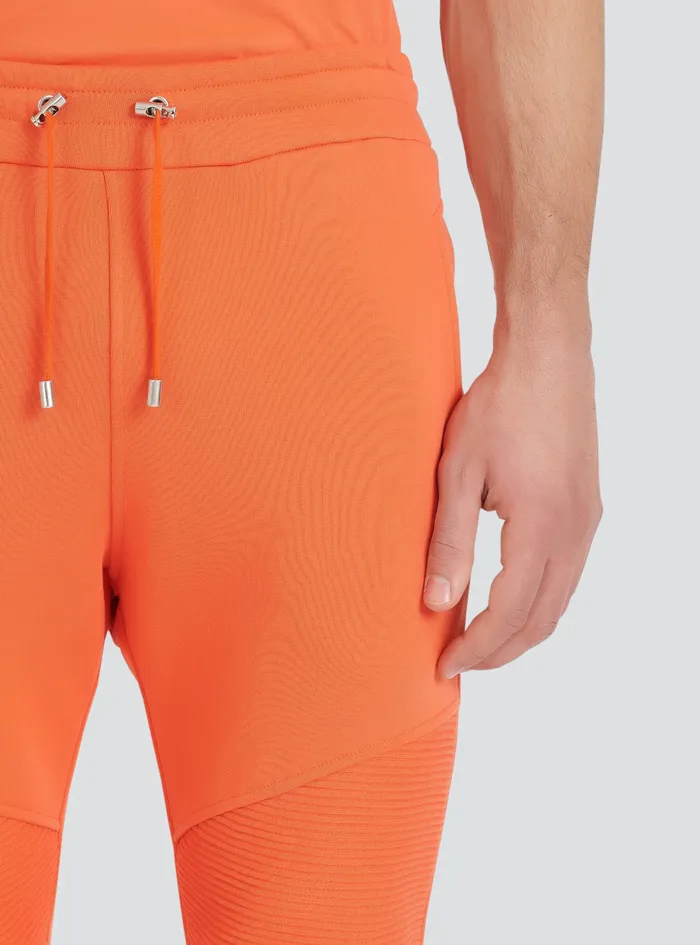 Balmain Trousers And Shorts Mens Orange Cotton Sweatpants With Balmain Paris Logo Print Orange Balmain Trousers And Shorts Mens Orange Cotton Sweatpants With Balmain Paris Logo Print Orange