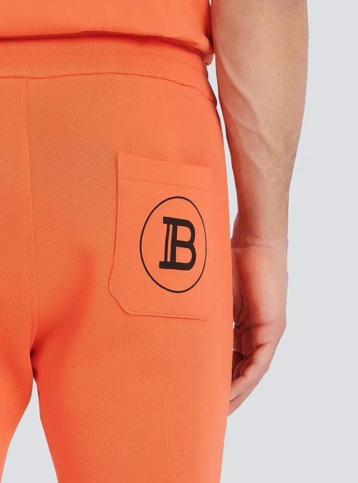 Balmain Trousers And Shorts Mens Orange Cotton Sweatpants With Balmain Paris Logo Print Orange Balmain Trousers And Shorts Mens Orange Cotton Sweatpants With Balmain Paris Logo Print Orange