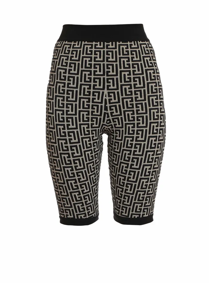 Balmain Trousers And Shorts Womens Bicolor Jacquard Knit Shorts With Balmain Monogram Black Balmain Trousers And Shorts Womens Bicolor Jacquard Knit Shorts With Balmain Monogram Black