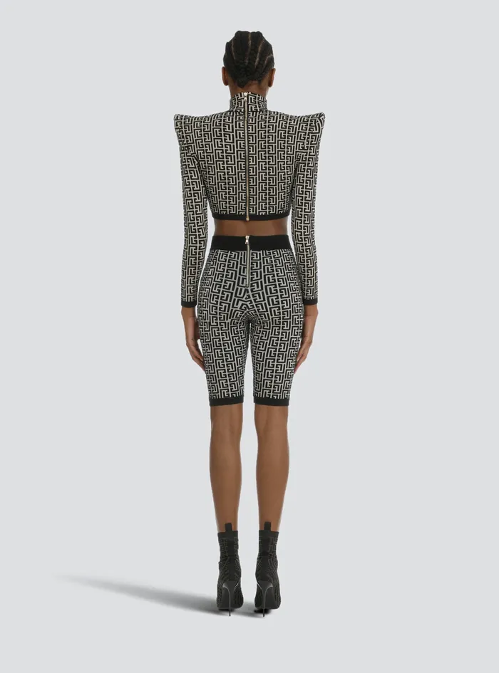 Balmain Trousers And Shorts Womens Bicolor Jacquard Knit Shorts With Balmain Monogram Black Balmain Trousers And Shorts Womens Bicolor Jacquard Knit Shorts With Balmain Monogram Black