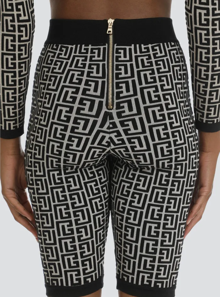 Balmain Trousers And Shorts Womens Bicolor Jacquard Knit Shorts With Balmain Monogram Black Balmain Trousers And Shorts Womens Bicolor Jacquard Knit Shorts With Balmain Monogram Black
