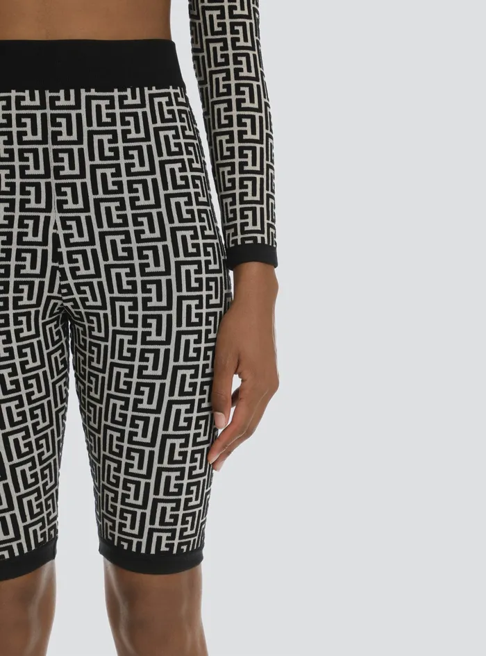 Balmain Trousers And Shorts Womens Bicolor Jacquard Knit Shorts With Balmain Monogram Black Balmain Trousers And Shorts Womens Bicolor Jacquard Knit Shorts With Balmain Monogram Black