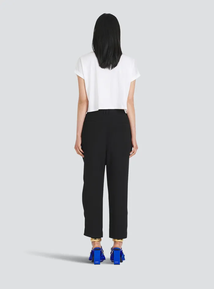 Balmain Trousers And Shorts Womens Crepe EcoDesigned Pants Black Balmain Trousers And Shorts Womens Crepe EcoDesigned Pants Black