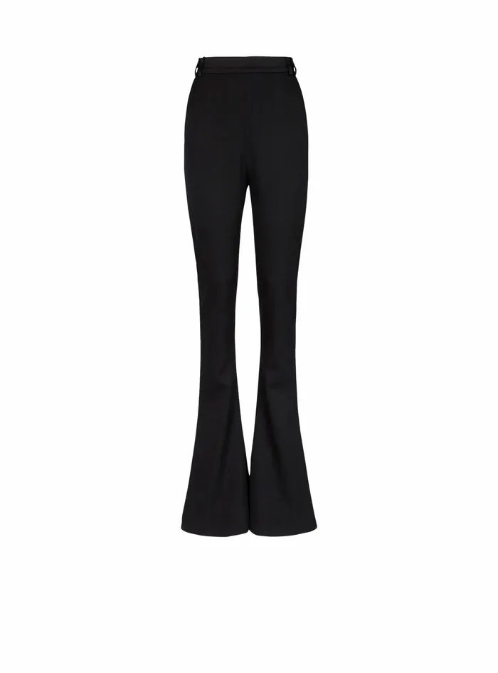 Balmain Trousers And Shorts Womens Grain De Poudre Bootcut Pants Black