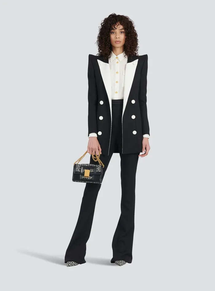 Balmain Trousers And Shorts Womens Grain De Poudre Bootcut Pants Black