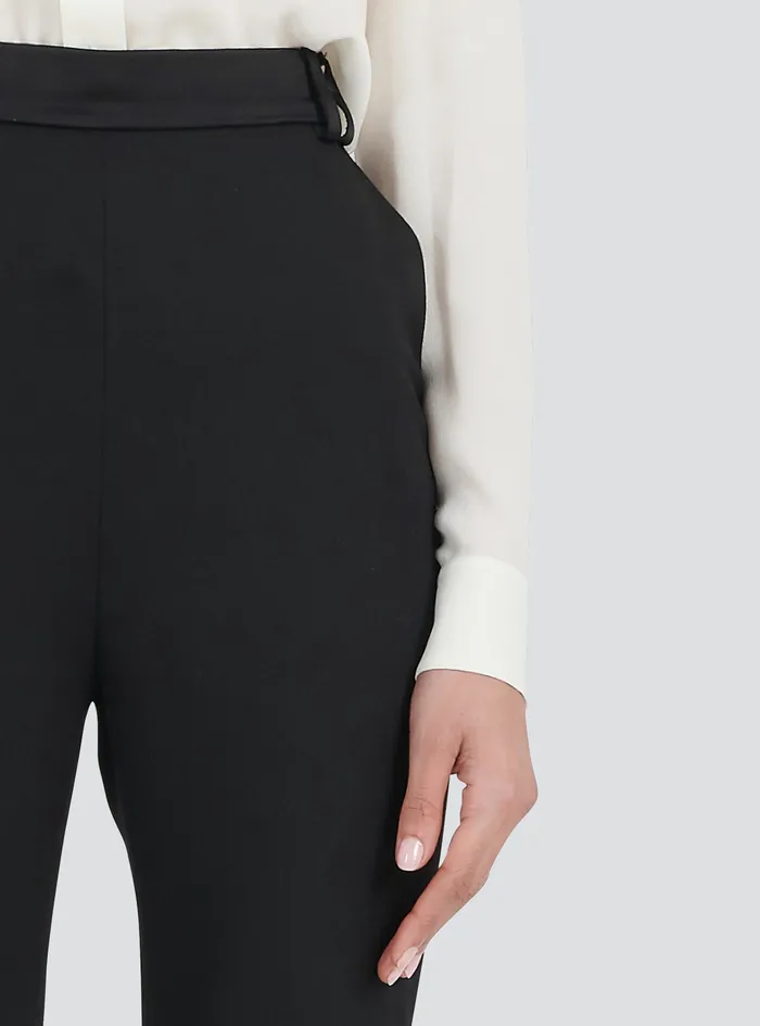 Balmain Trousers And Shorts Womens Grain De Poudre Bootcut Pants Black