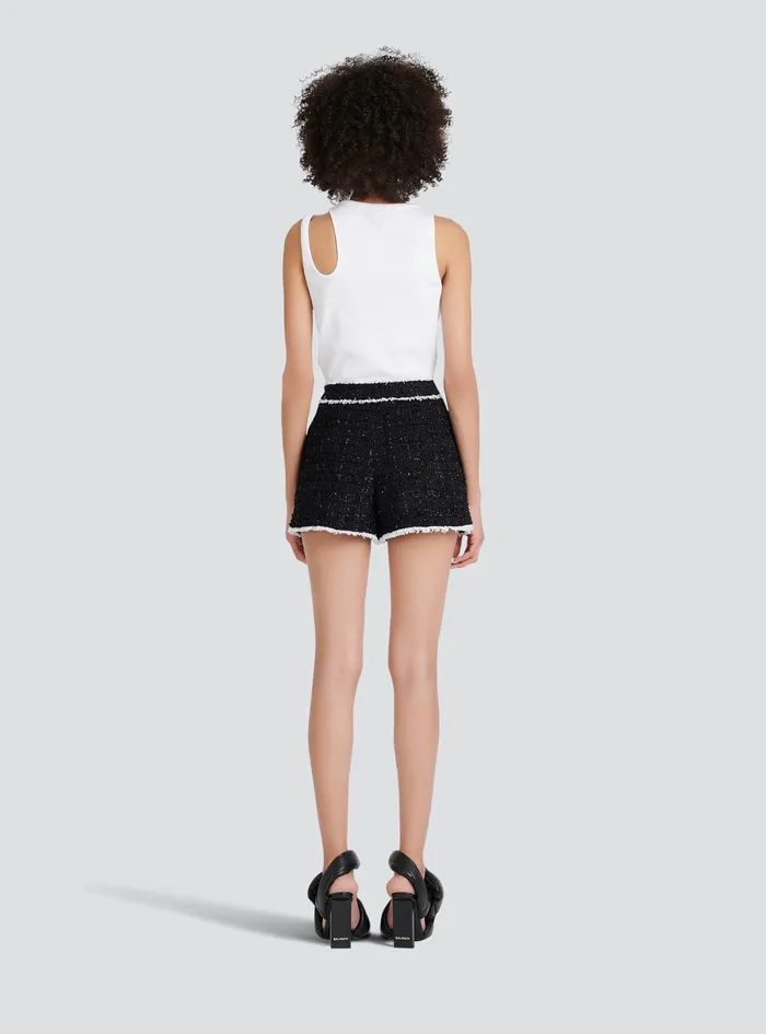 Balmain Trousers And Shorts Womens HighWaisted Tweed Shorts Black Balmain Trousers And Shorts Womens HighWaisted Tweed Shorts Black