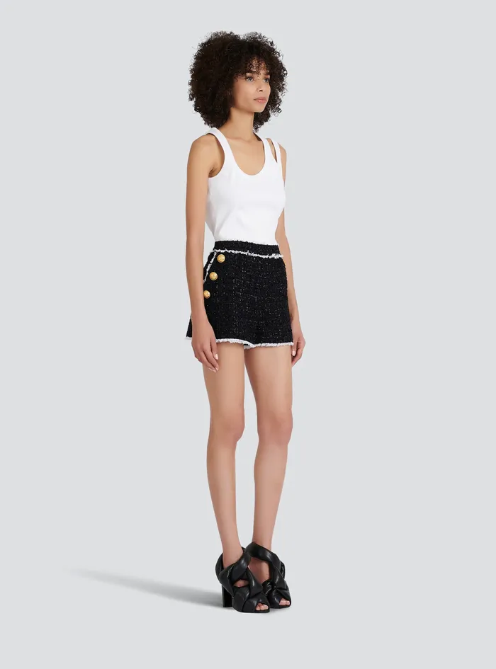 Balmain Trousers And Shorts Womens HighWaisted Tweed Shorts Black Balmain Trousers And Shorts Womens HighWaisted Tweed Shorts Black