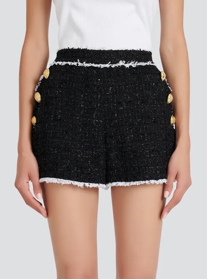Balmain Trousers And Shorts Womens HighWaisted Tweed Shorts Black Balmain Trousers And Shorts Womens HighWaisted Tweed Shorts Black