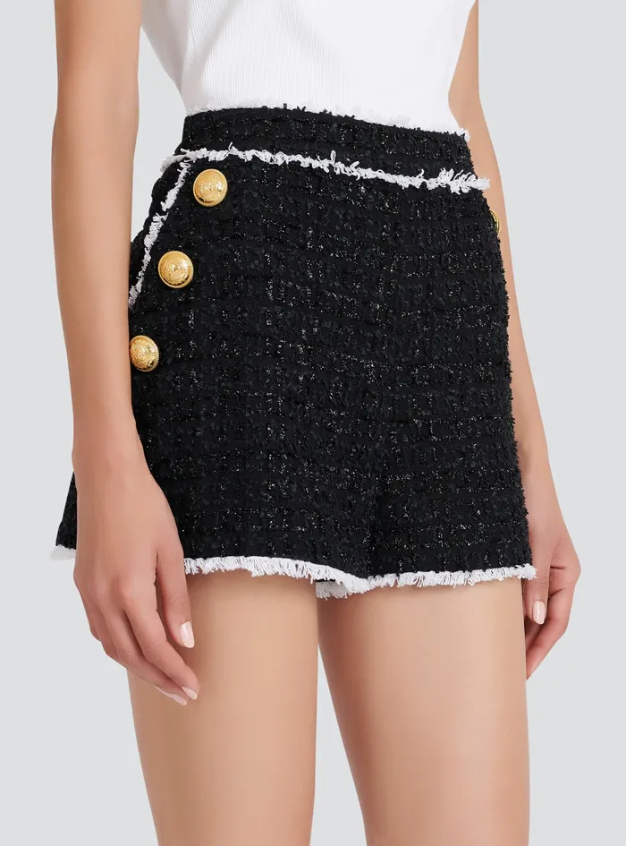 Balmain Trousers And Shorts Womens HighWaisted Tweed Shorts Black Balmain Trousers And Shorts Womens HighWaisted Tweed Shorts Black