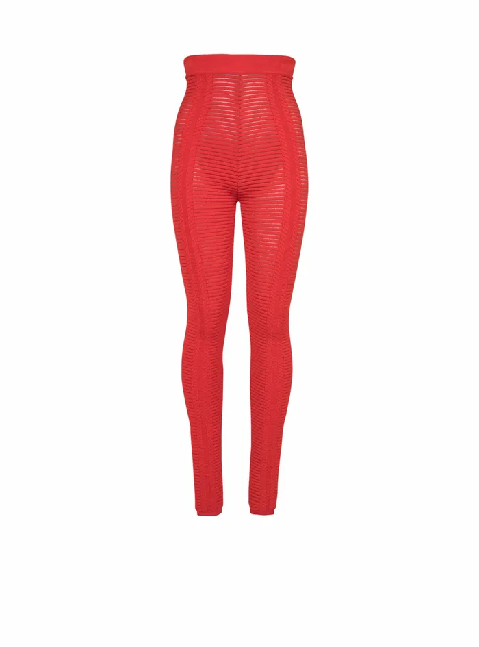 Balmain Trousers And Shorts Womens Knit Leggings Red