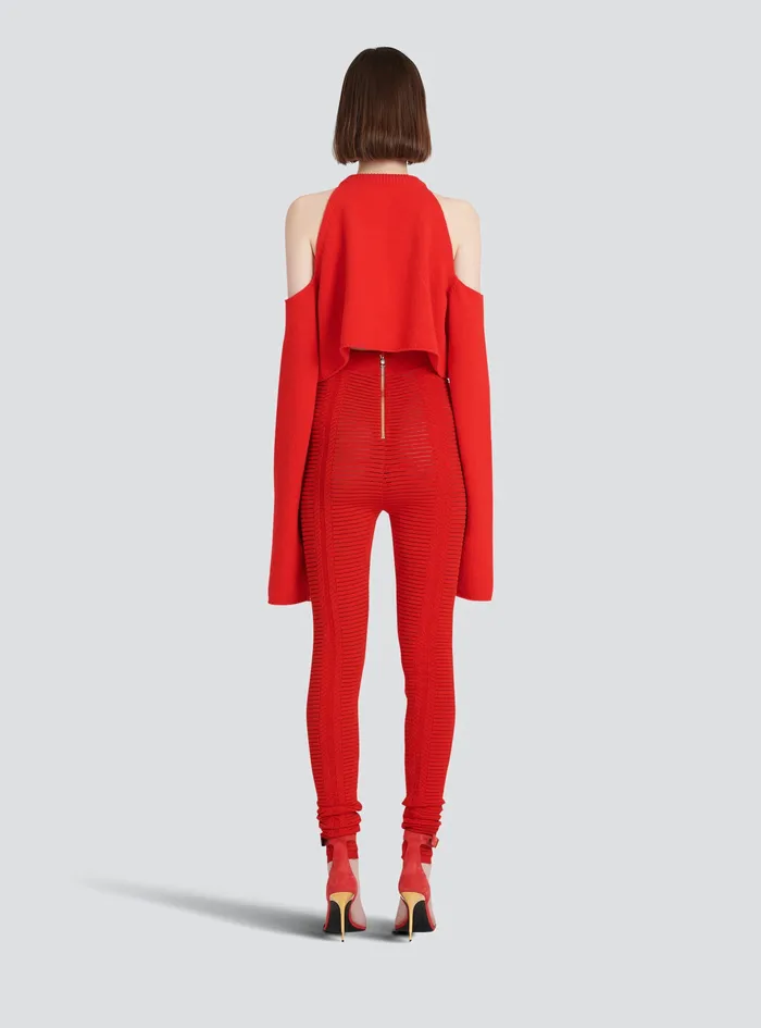 Balmain Trousers And Shorts Womens Knit Leggings Red Balmain Trousers And Shorts Womens Knit Leggings Red