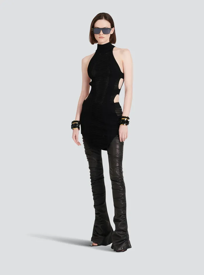 Balmain Trousers And Shorts Womens LowRise Leather Bootcut Pants Black Balmain Trousers And Shorts Womens LowRise Leather Bootcut Pants Black