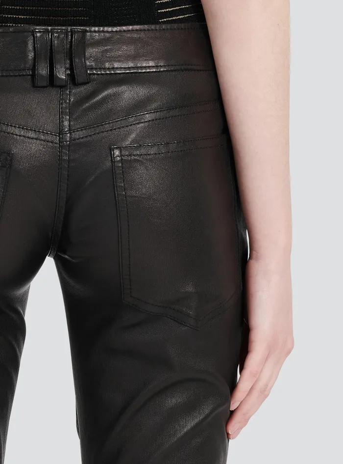 Balmain Trousers And Shorts Womens LowRise Leather Bootcut Pants Black Balmain Trousers And Shorts Womens LowRise Leather Bootcut Pants Black