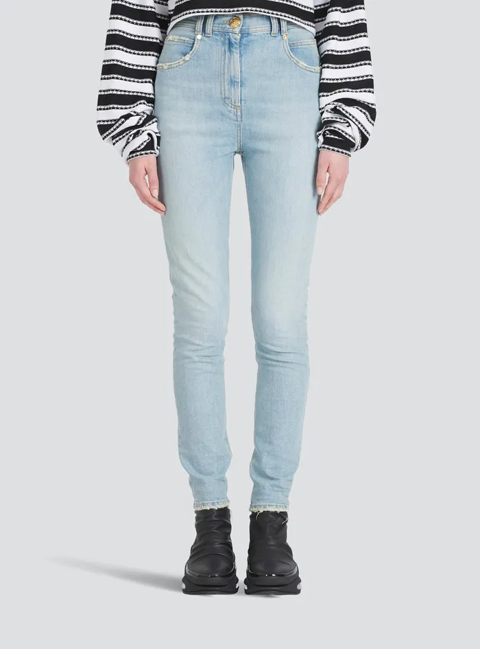 Balmain Trousers And Shorts Womens Skinny Cut EcoDesigned Jeans Blue Balmain Trousers And Shorts Womens Skinny Cut EcoDesigned Jeans Blue