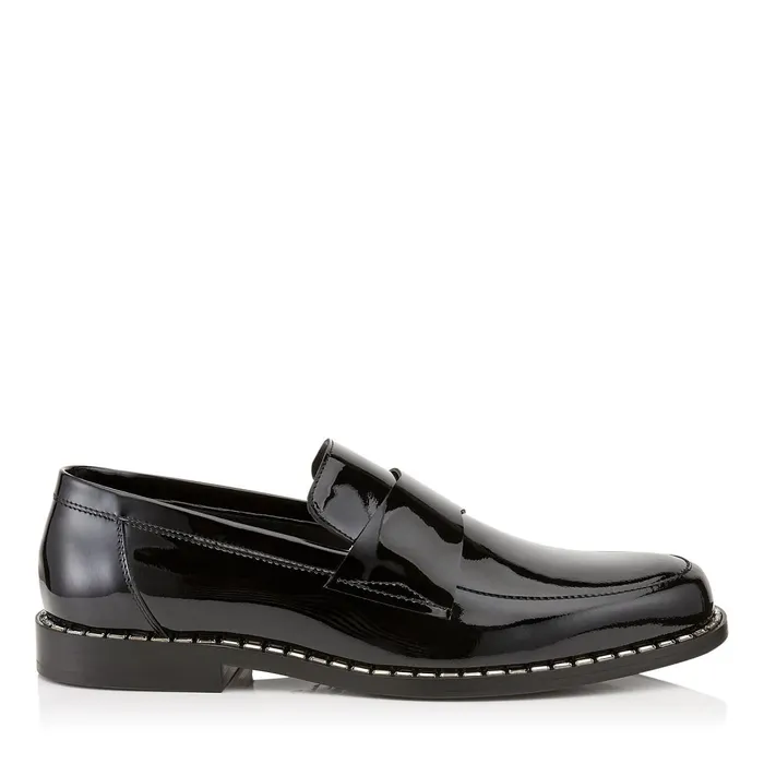 Bane Black Patent Leather Loafers With Crystal Trim Blackcrystalsilver Men JIMMY CHOO Dress Shoes Bane Black Patent Leather Loafers With Crystal Trim Blackcrystalsilver Men JIMMY CHOO Dress Shoes
