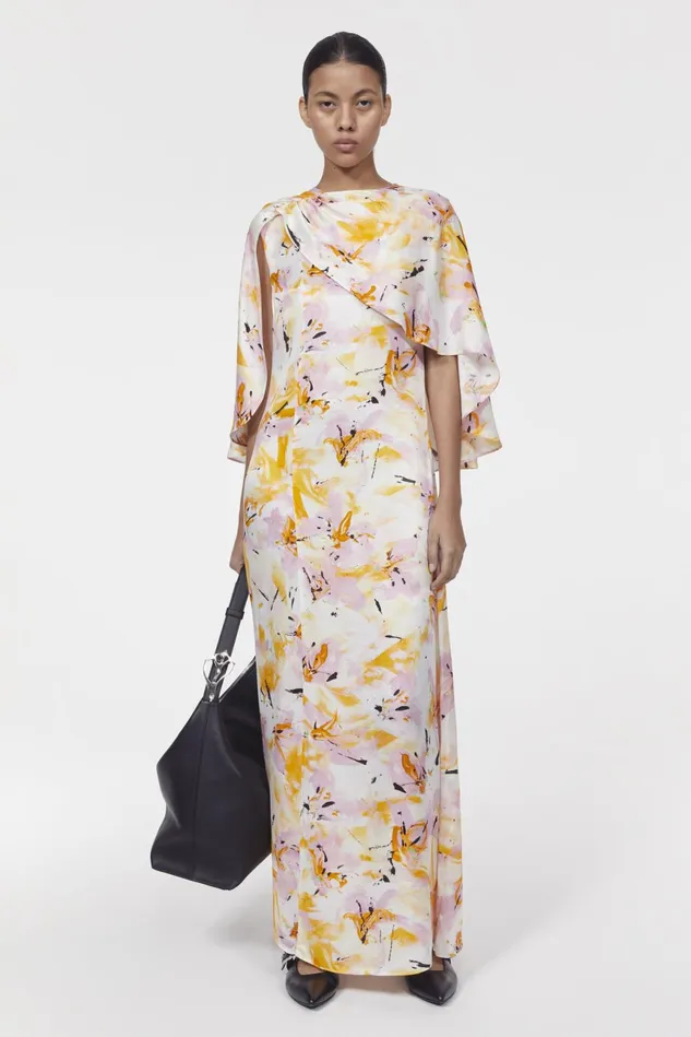 Barbara Floral Dress Whipped Cream Saffron Women Rodebjer Dresses and Caftans