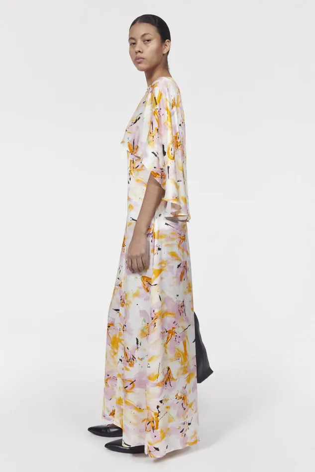 Barbara Floral Dress Whipped Cream Saffron Women Rodebjer Dresses and Caftans