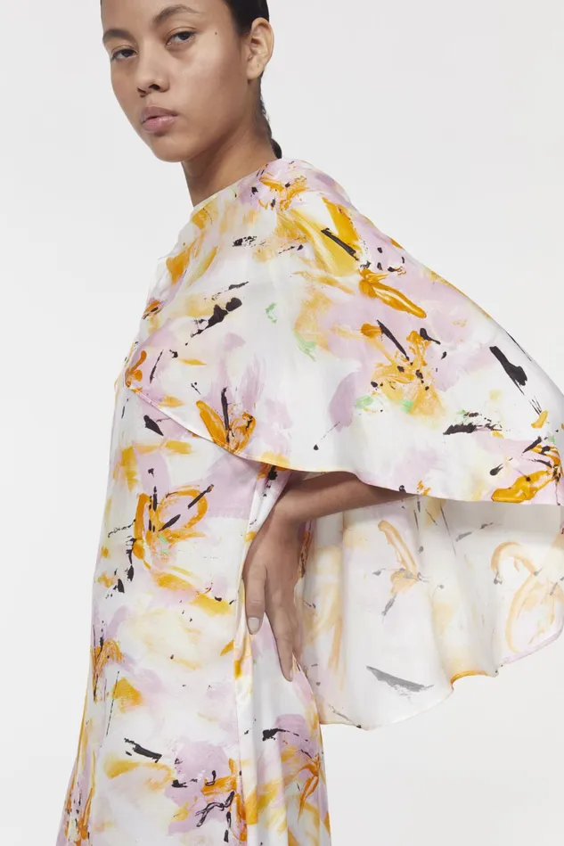 Barbara Floral Dress Whipped Cream Saffron Women Rodebjer Dresses and Caftans