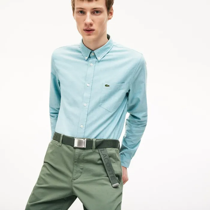 Belts Lacoste Mens Embossed Woven Belt Thyme Popular