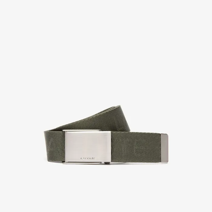 Belts Lacoste Mens Embossed Woven Belt Thyme Popular