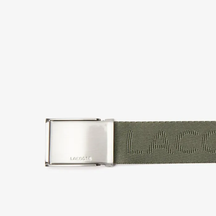 Belts Lacoste Mens Embossed Woven Belt Thyme Popular