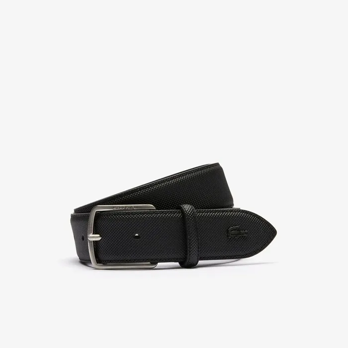 Belts Lacoste Mens EngravedBuckle Piqu Canvas Belt Black Gift for Friend
