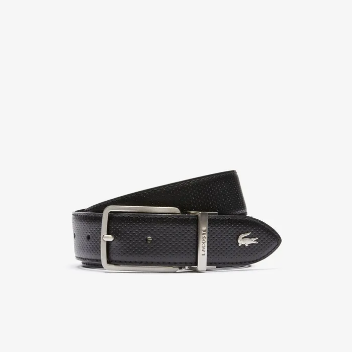 Belts Lacoste Mens EngravedBuckle Reversible Piqu Leather Belt Black Online Store Belts Lacoste Mens EngravedBuckle Reversible Piqu Leather Belt Black Online Store