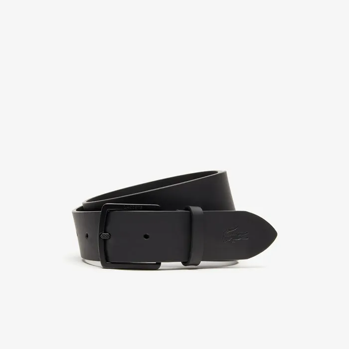 Belts Lacoste Mens EngravedBuckle Smooth Leather Belt Black Online
