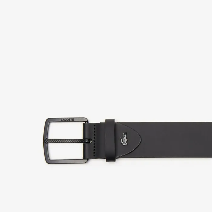 Belts Lacoste Mens EngravedBuckle Smooth Leather Belt Black Online