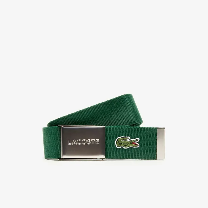 Belts Lacoste Mens Woven Fabric Belt Green Popular