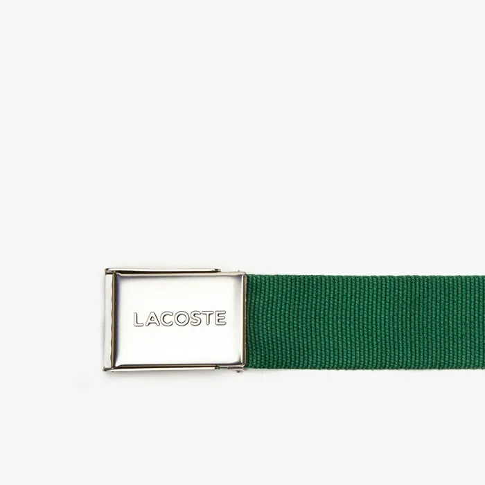 Belts Lacoste Mens Woven Fabric Belt Green Popular