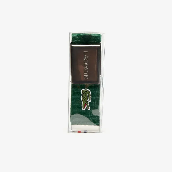 Belts Lacoste Mens Woven Fabric Belt Green Popular
