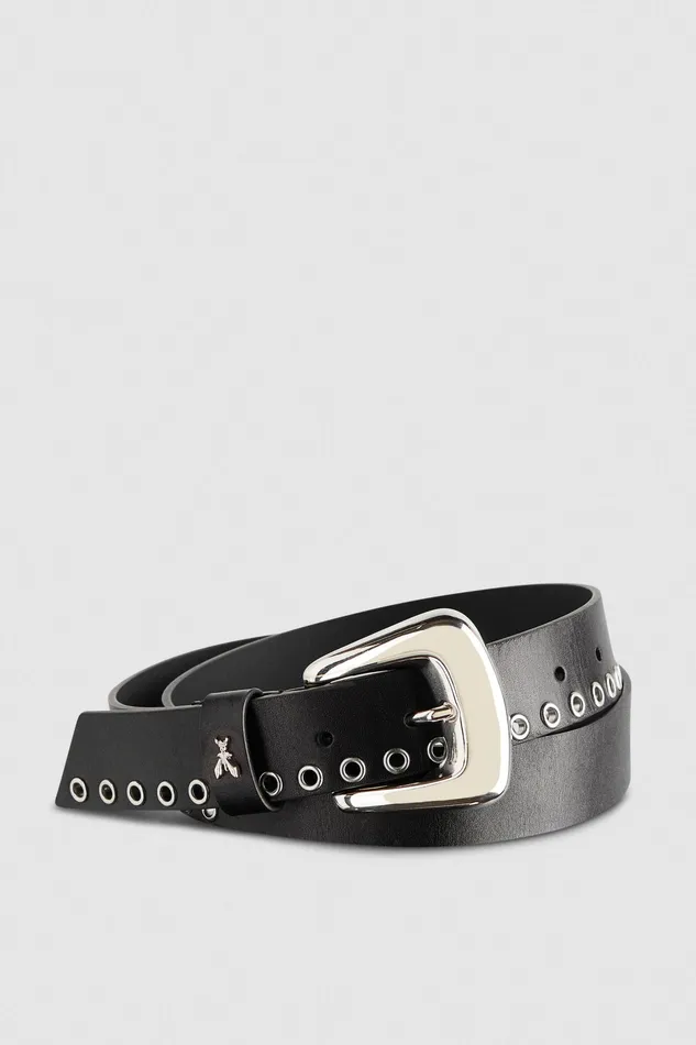 Belts Women Patrizia Pepe Leather Belt With Piercing Nero