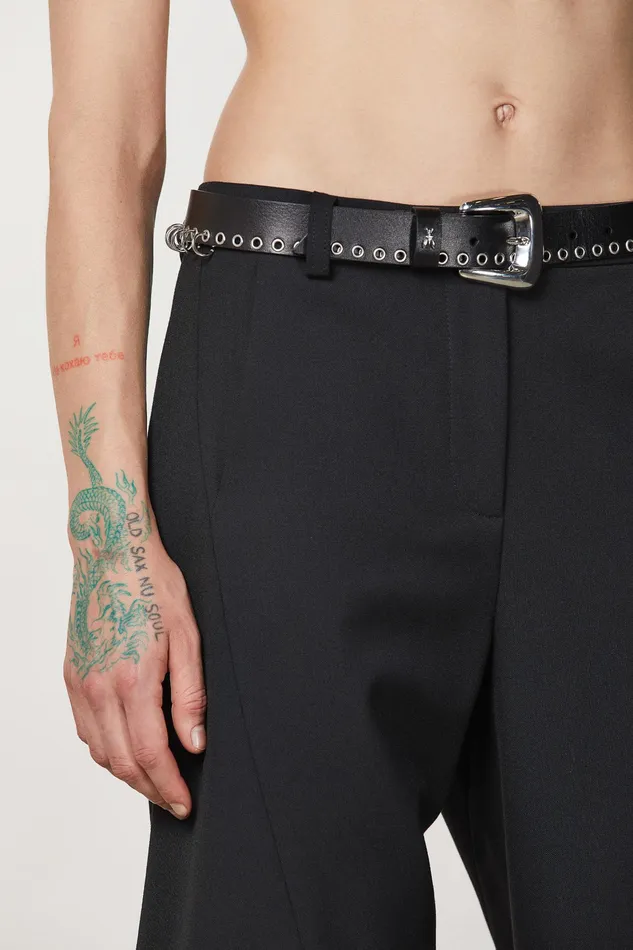 Belts Women Patrizia Pepe Leather Belt With Piercing Nero