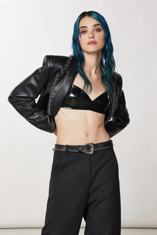 Belts Women Patrizia Pepe Leather Belt With Piercing Nero