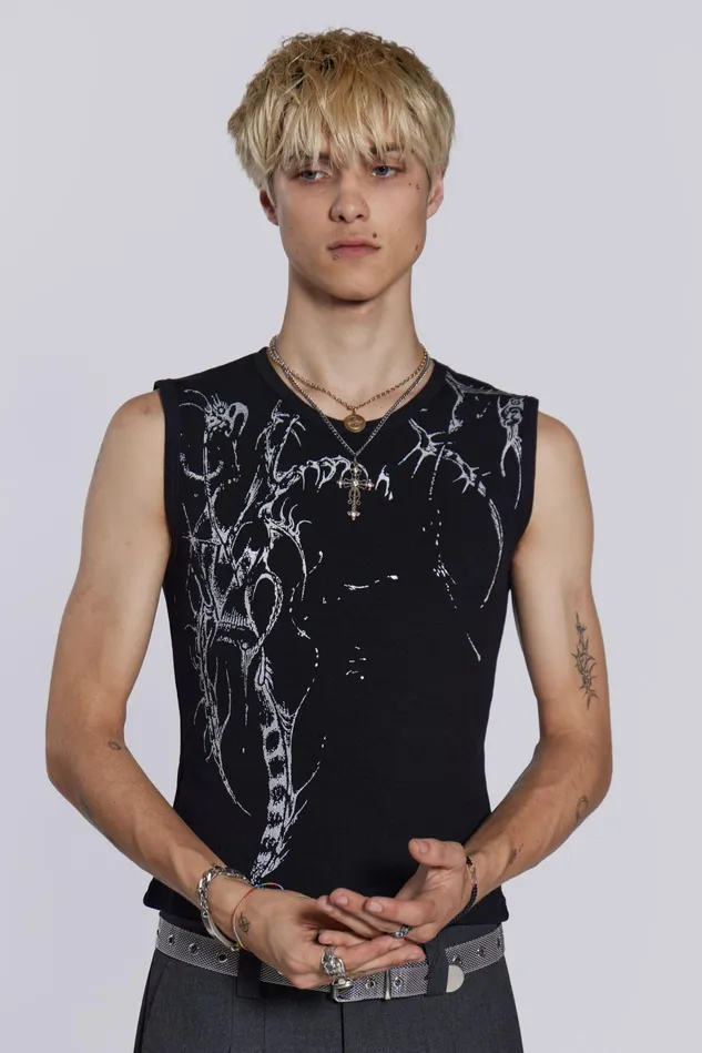 Bestsellers Men Jaded London Shop Black Astora Rib Vest