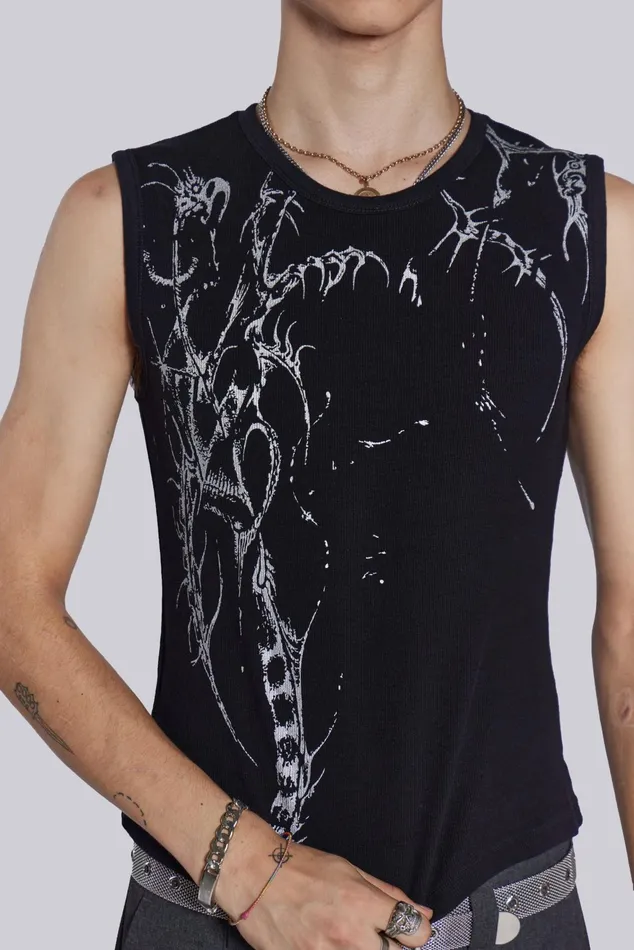 Bestsellers Men Jaded London Shop Black Astora Rib Vest