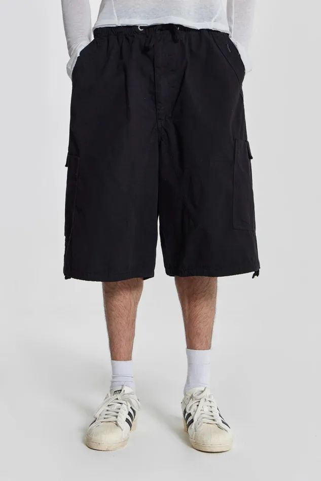Bestsellers Men Jaded London Shop Black Parachute Cargo Shorts