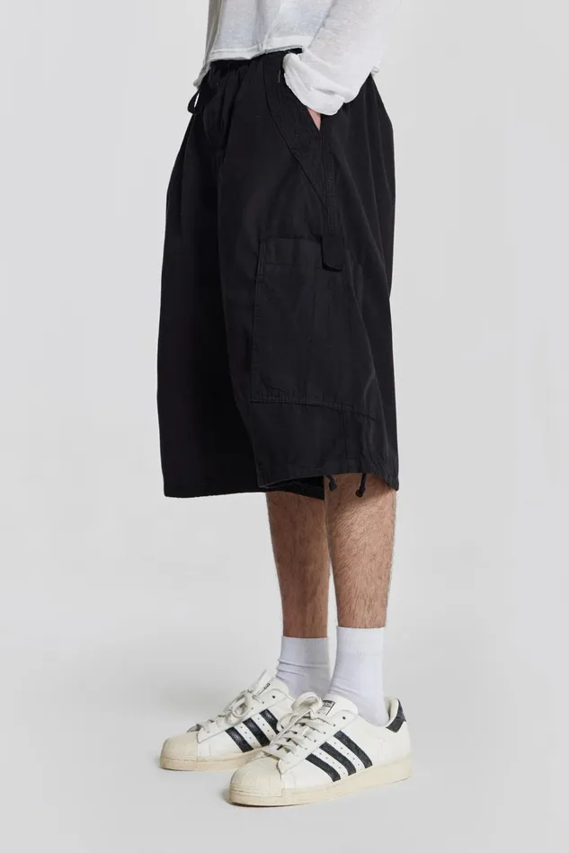 Bestsellers Men Jaded London Shop Black Parachute Cargo Shorts