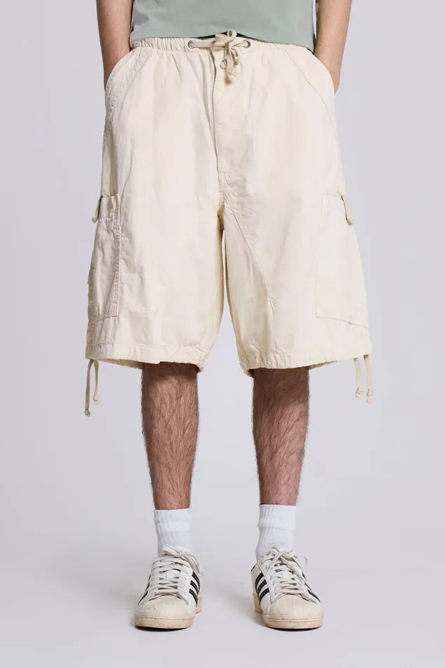 Bestsellers Men Jaded London Shop Ecru Parachute Cargo Shorts